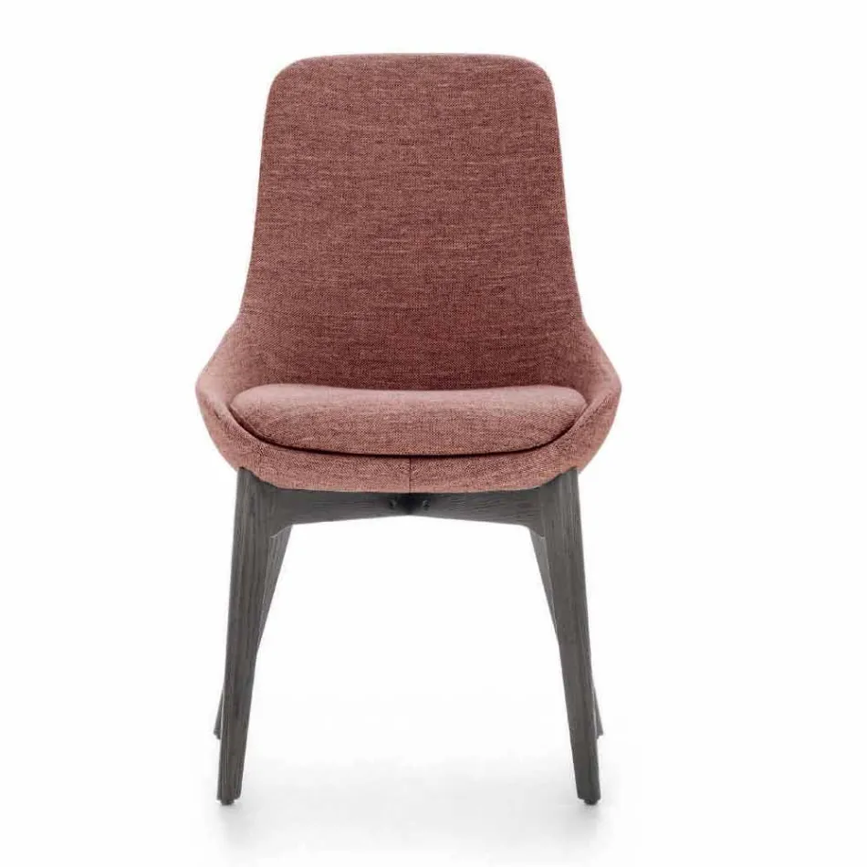 Chaise de salle à manger en tissu avec piètement en bois Made in Italy - Noix de coco Viadurini