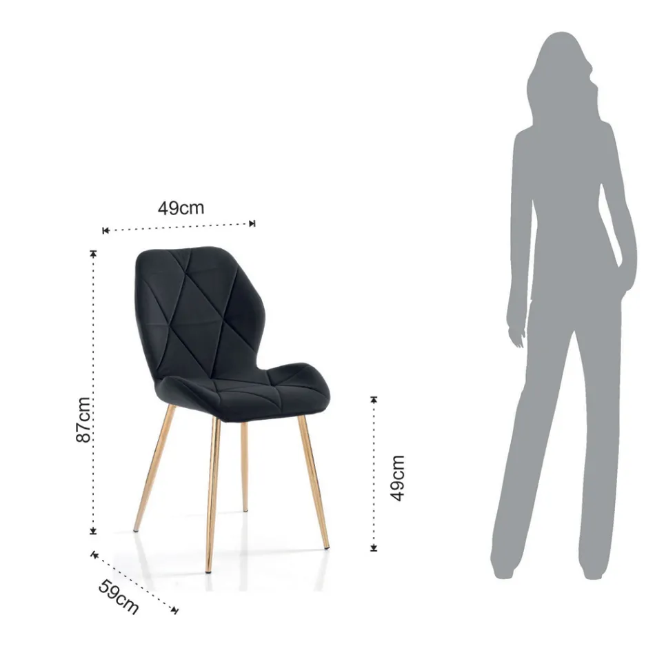 Chaise de salle à manger en tissu et métal doré 4 pièces - Smeralda Viadurini