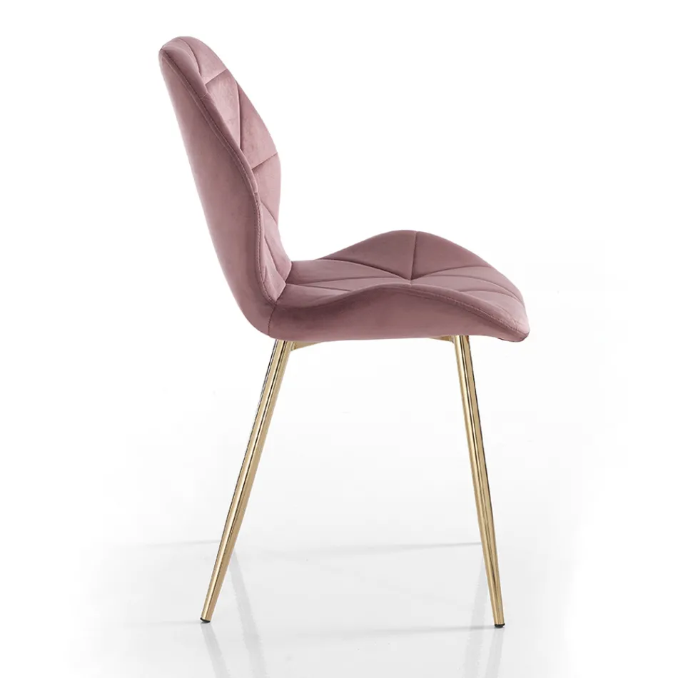 Chaise de salle à manger en tissu et métal doré 4 pièces - Smeralda Viadurini