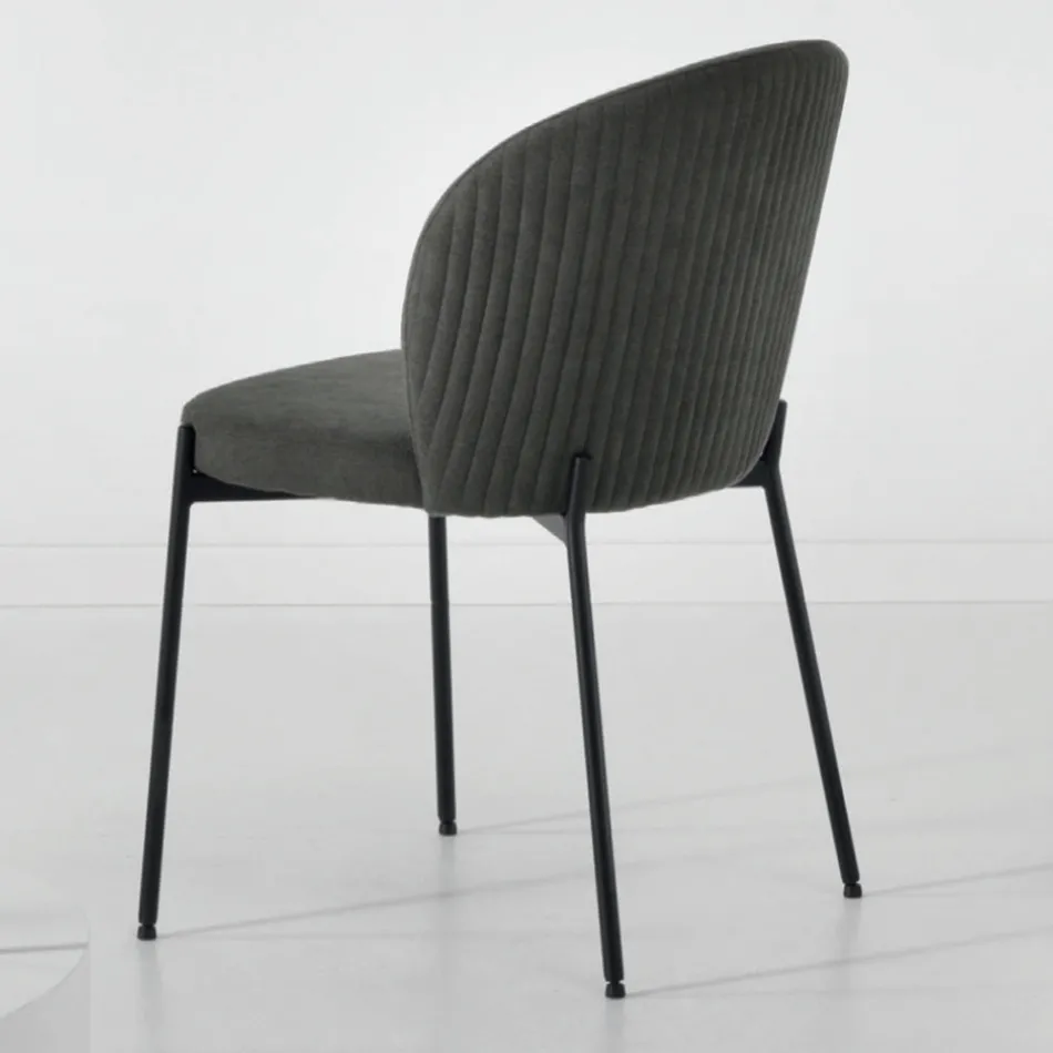 Chaise de salle à manger en tissu rembourré et métal 4 pièces - Cup Viadurini