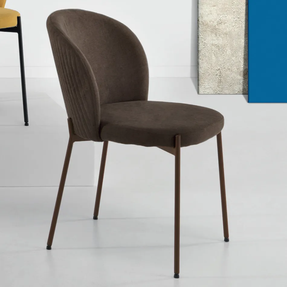 Chaise de salle à manger en tissu rembourré et métal 4 pièces - Cup Viadurini