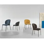 Chaise de salle à manger en tissu rembourré et métal 4 pièces - Coupe Viadurini