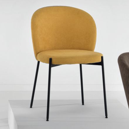 Chaise de salle à manger en tissu rembourré et métal 4 pièces - Coupe Viadurini