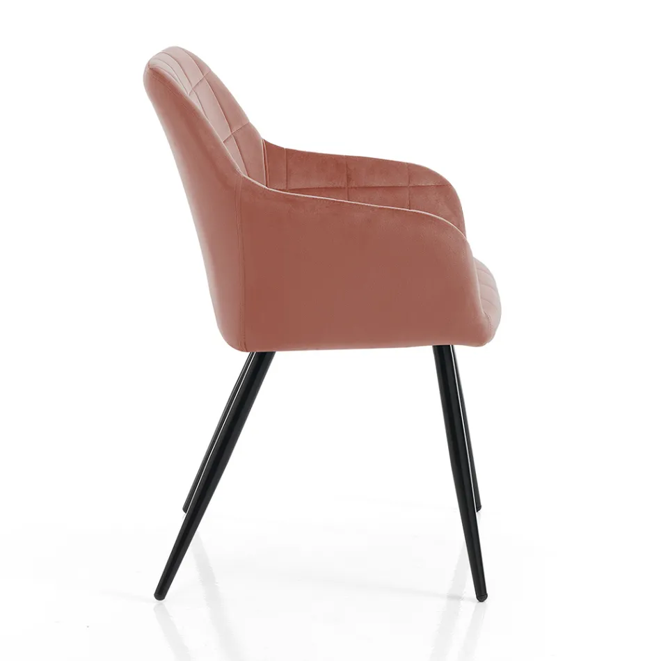 Chaise de salle à manger en tissu rose poudré et métal 2 pièces - Gameta Viadurini