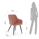 Chaise de salle à manger en tissu rose poudré et métal 2 pièces - Gameta Viadurini