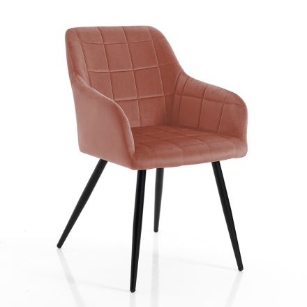 Chaise de salle à manger en tissu rose poudré et métal 2 pièces - Gameta Viadurini