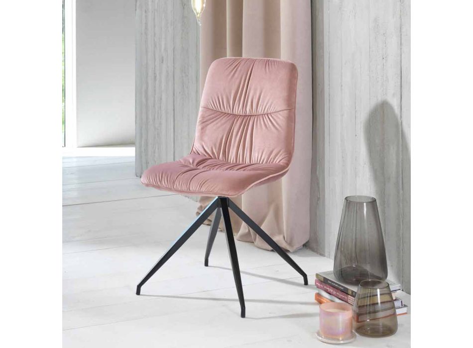 Chaise de salle à manger moderne avec assise en tissu, 4 pièces - Athènes Viadurini