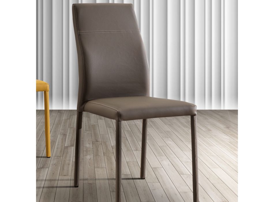 Chaise pour salle à manger moderne en simili-cuir faite en Italie, Luigina Viadurini