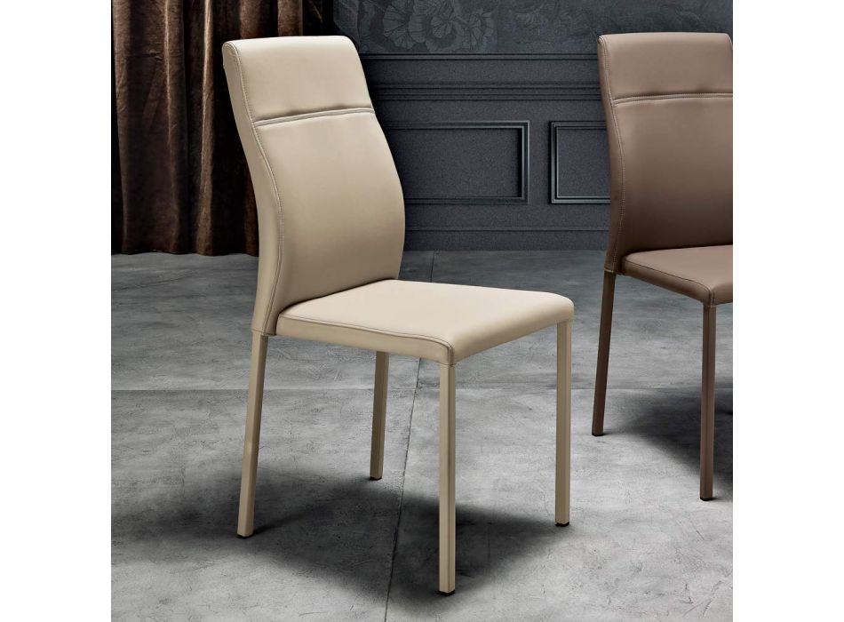 Chaise de salle à manger moderne en simili cuir fabriquée en Italie, Luigina Viadurini