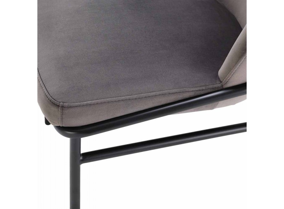 Chaise de salle à manger moderne en tissu et fer noir, 2 pièces - Marica Viadurini