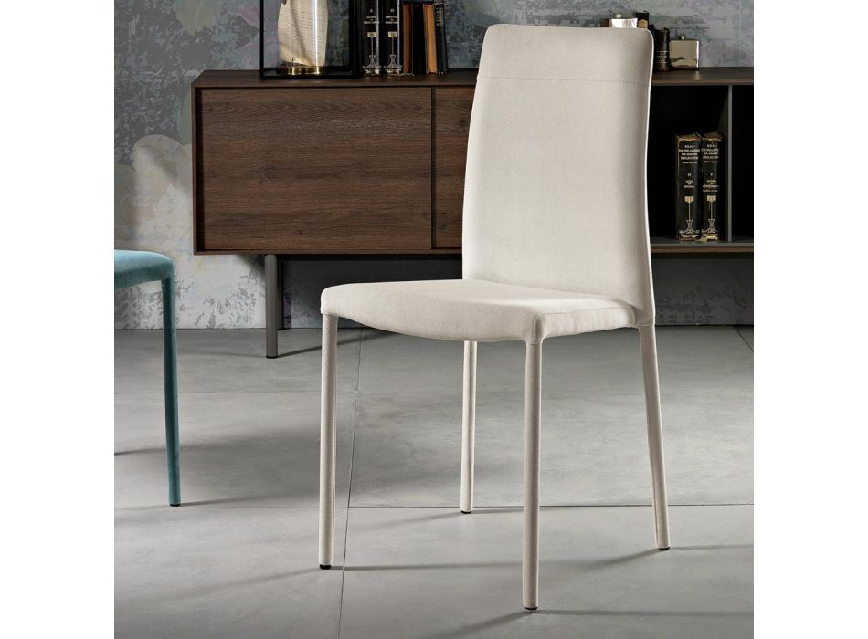 Chaise de salle à manger moderne en tissu fabriqué en Italie, Porzia Viadurini