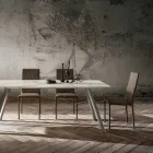 Chaise de salle à manger rembourrée en éco-cuir fabriquée en Italie, 2 pièces - Belge Viadurini