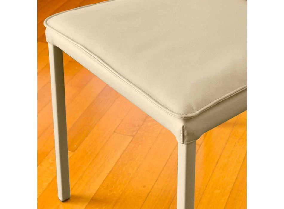 Chaise de salle à manger Bessie en simili cuir, colombe, fabriquée en Italie Viadurini