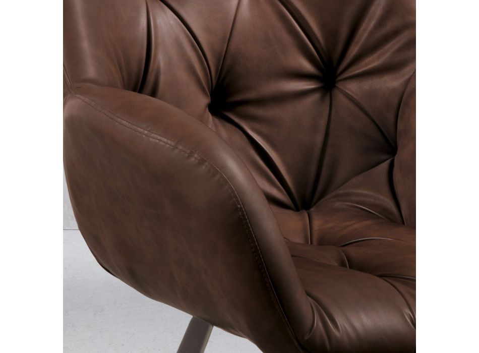 Chaise de salle à manger en simili cuir structure métal 2 pièces - Delpiero Viadurini