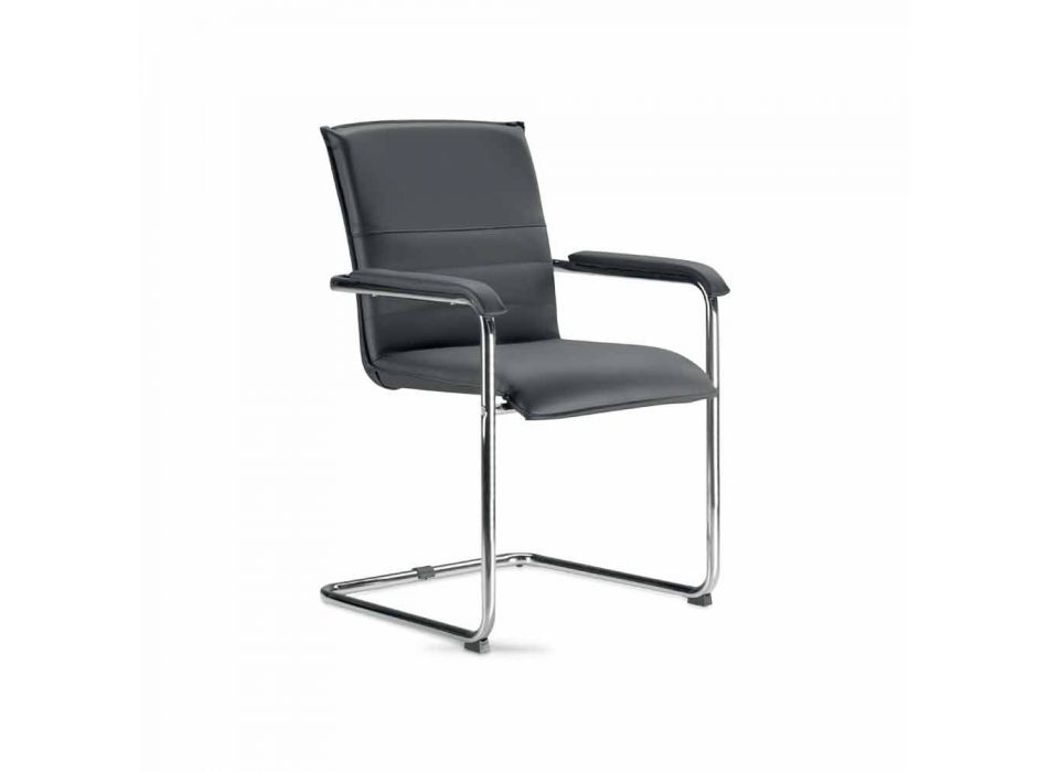 Chaise de salle de réunion ou de conférence en simili cuir noir et métal - Oberon Viadurini