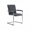 Chaise de salle de réunion ou de conférence en simili cuir noir et métal, 2 pièces - Oberon