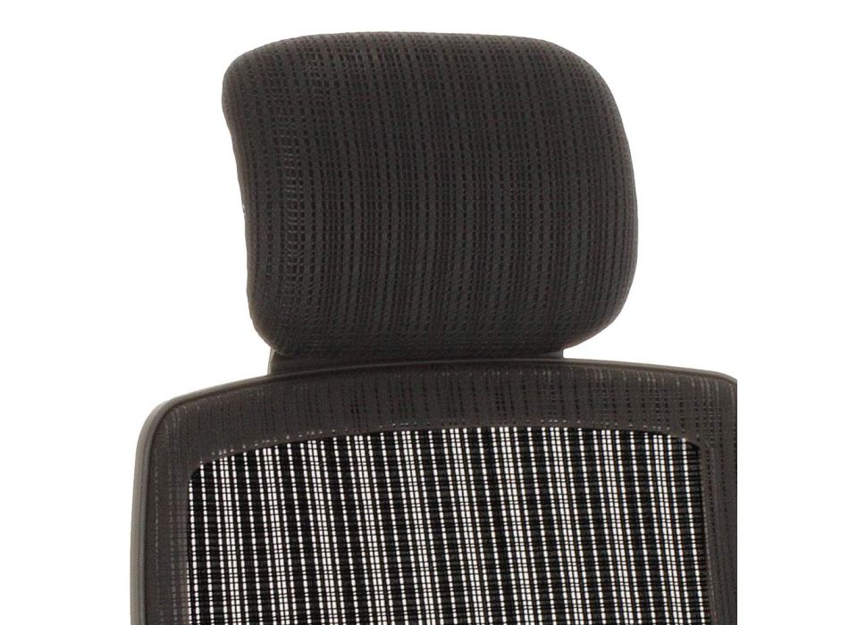 Chaise de bureau en plastique et tissu avec accoudoirs et appui-tête - Sainta Viadurini