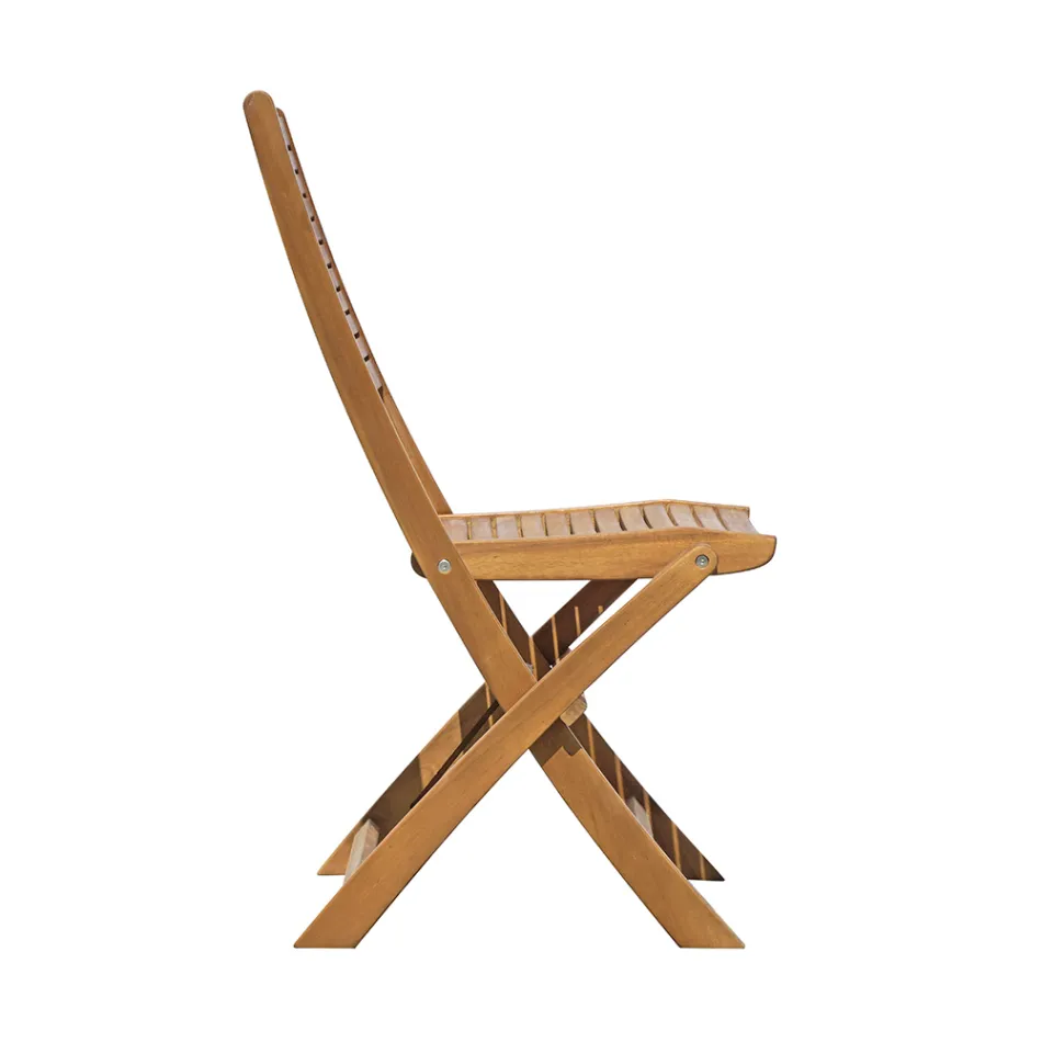 Chaise d'extérieur pliante en bois d'acacia avec accoudoirs en option - Fontana Viadurini