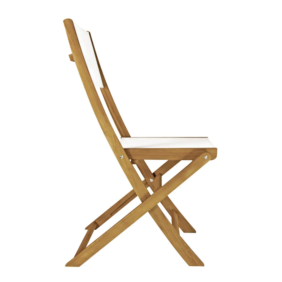 Chaise pliante d'extérieur en bois d'acacia et textilène - Parfaite Viadurini