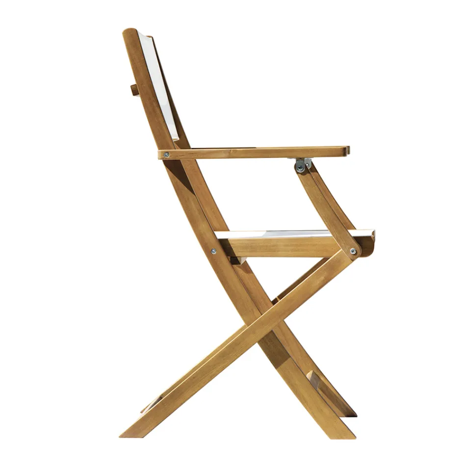 Chaise pliante d'extérieur en bois d'acacia et textilène - Parfaite Viadurini