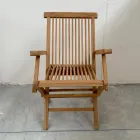 Chaise d'extérieur pliante en teck avec accoudoirs – Yggdrasil Viadurini