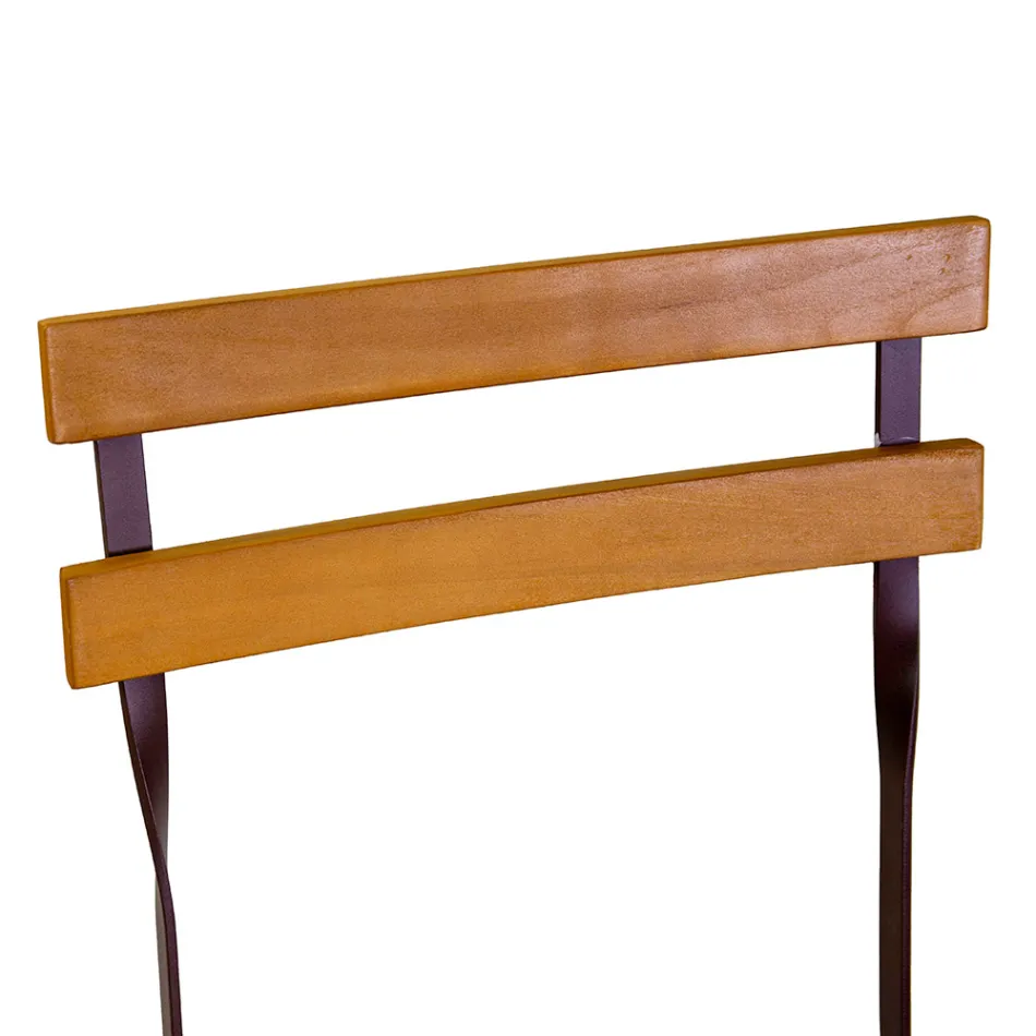 Chaise pliante en métal avec assise et dossier en bois d'acacia - Estate Viadurini