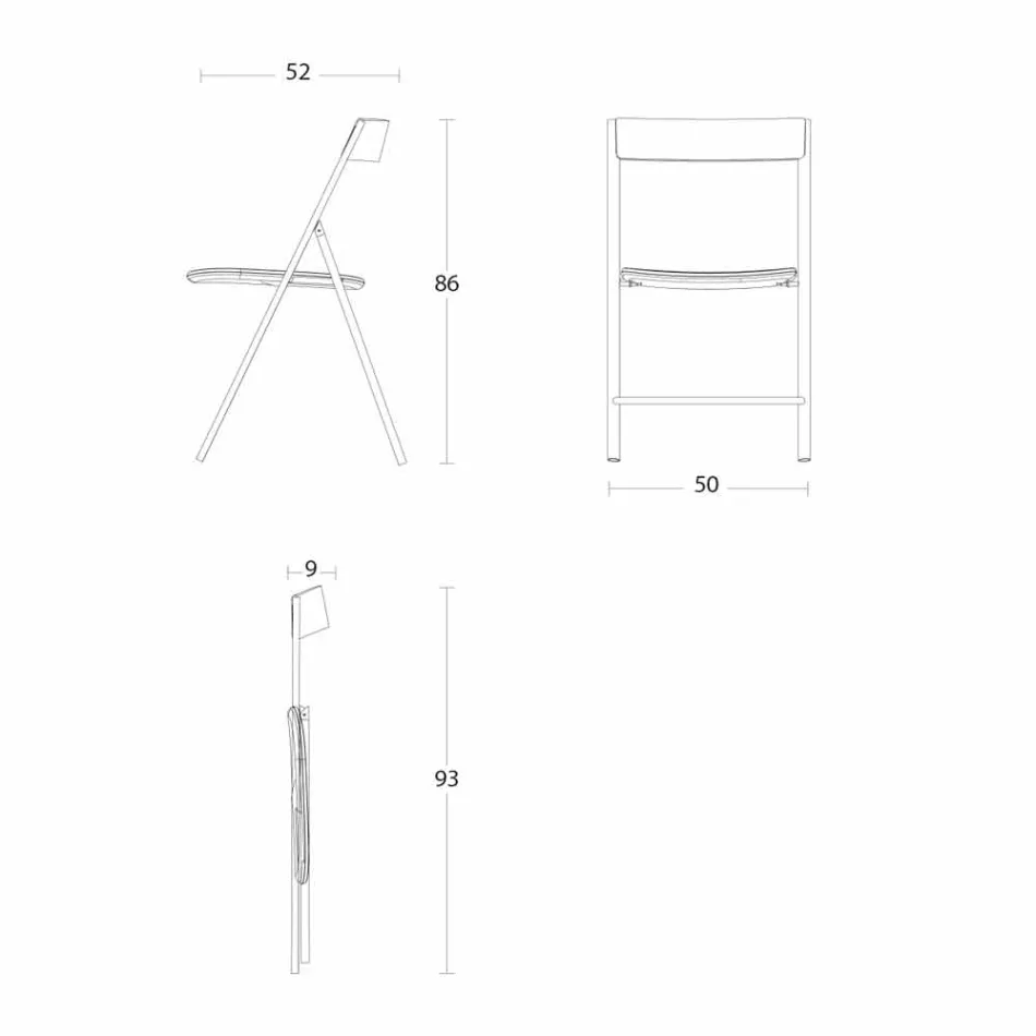 Chaise Pliante en Métal et Bois de Chêne 2 Pièces Made in Italy - Roberta Viadurini