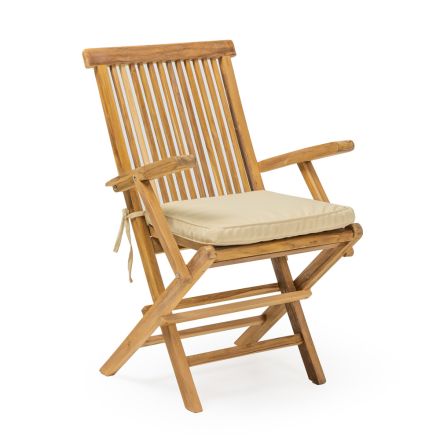 Chaise pliante d'extérieur en teck avec accoudoirs - Yggdrasil Viadurini