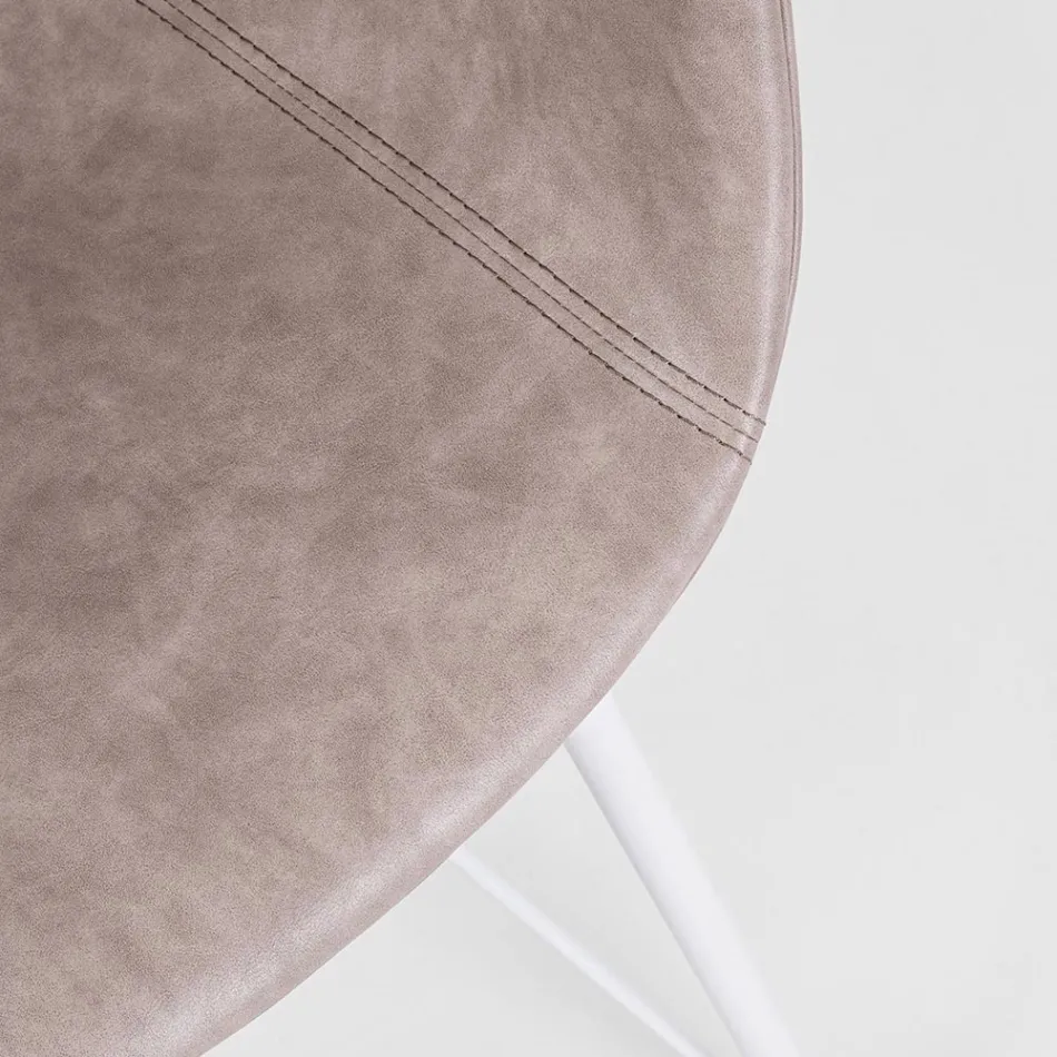 Fauteuil Fauteuil en Acier Blanc ou Noir et Cuir Ecole Vintage - Gongo Viadurini