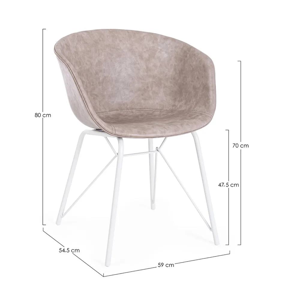 Fauteuil Fauteuil en Acier Blanc ou Noir et Cuir Ecole Vintage - Gongo Viadurini