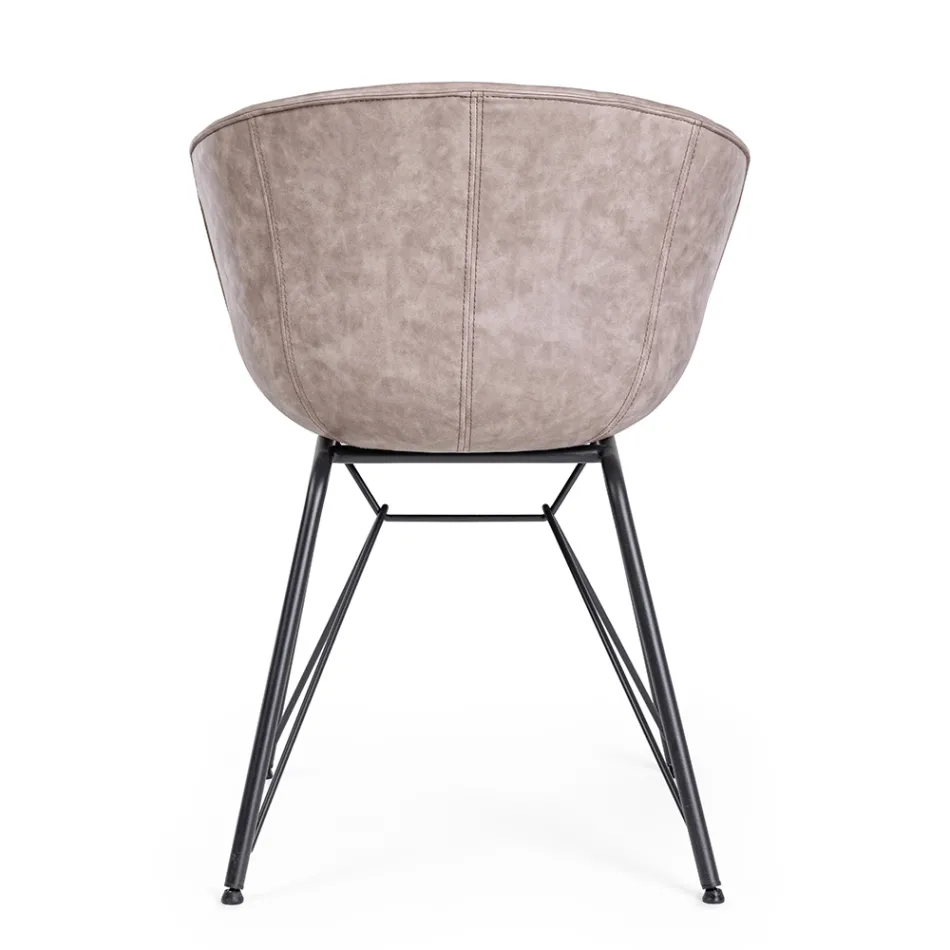 Fauteuil Fauteuil en Acier Blanc ou Noir et Cuir Ecole Vintage - Gongo Viadurini