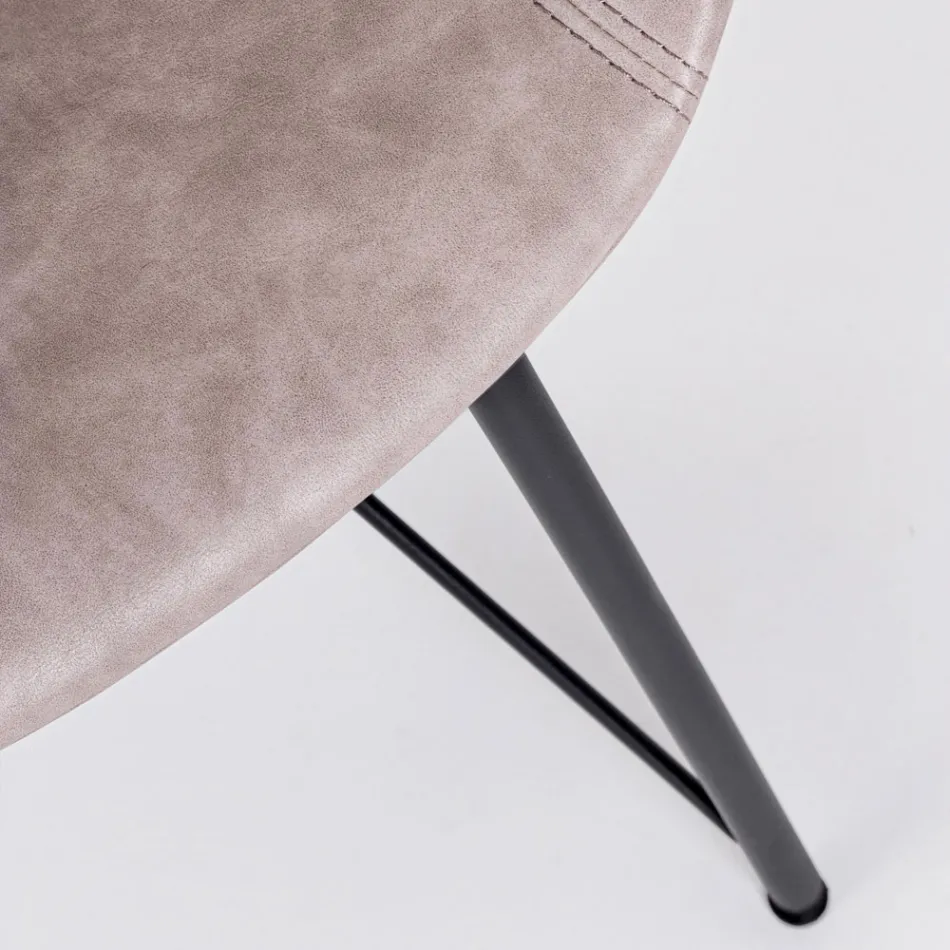 Fauteuil Fauteuil en Acier Blanc ou Noir et Cuir Ecole Vintage - Gongo Viadurini