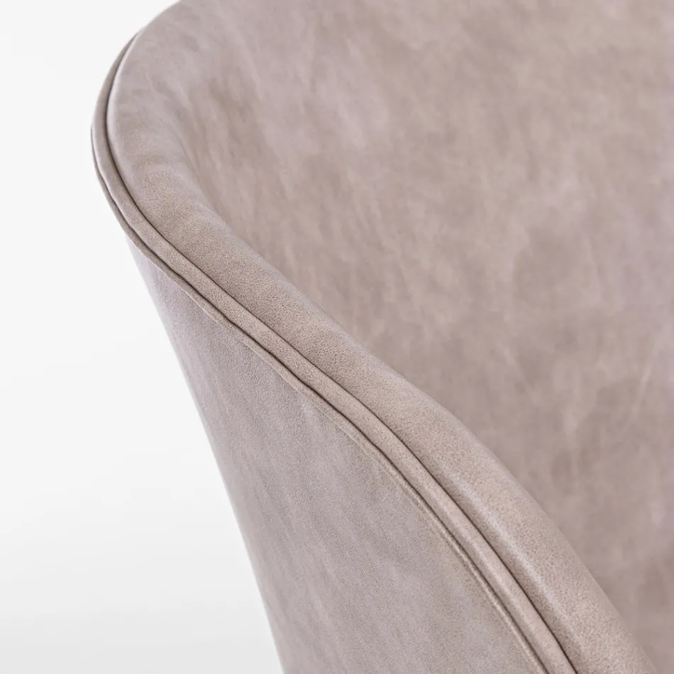 Fauteuil Fauteuil en Acier Blanc ou Noir et Cuir Ecole Vintage - Gongo Viadurini