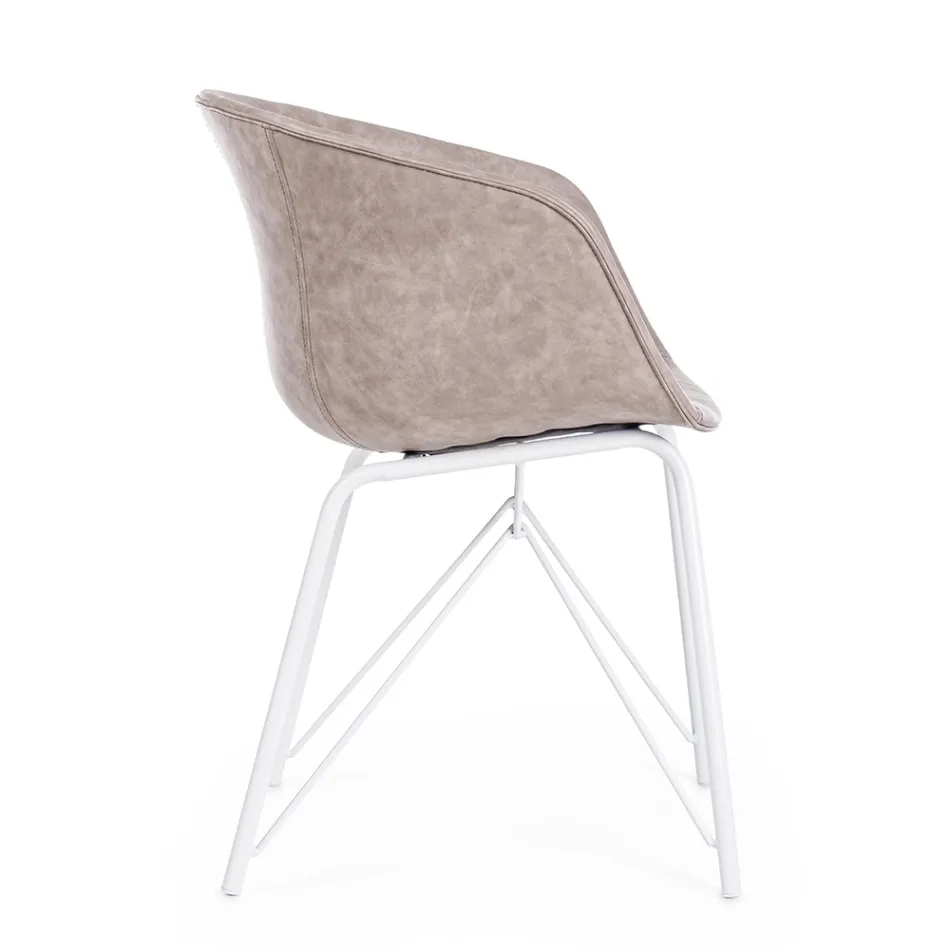Fauteuil Fauteuil en Acier Blanc ou Noir et Cuir Ecole Vintage - Gongo Viadurini