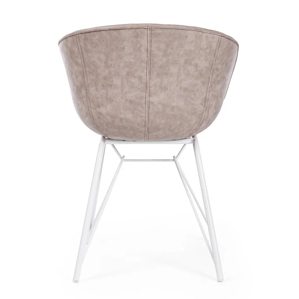 Fauteuil Fauteuil en Acier Blanc ou Noir et Cuir Ecole Vintage - Gongo Viadurini