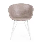 Fauteuil Fauteuil en Acier Blanc ou Noir et Cuir Ecole Vintage - Gongo Viadurini