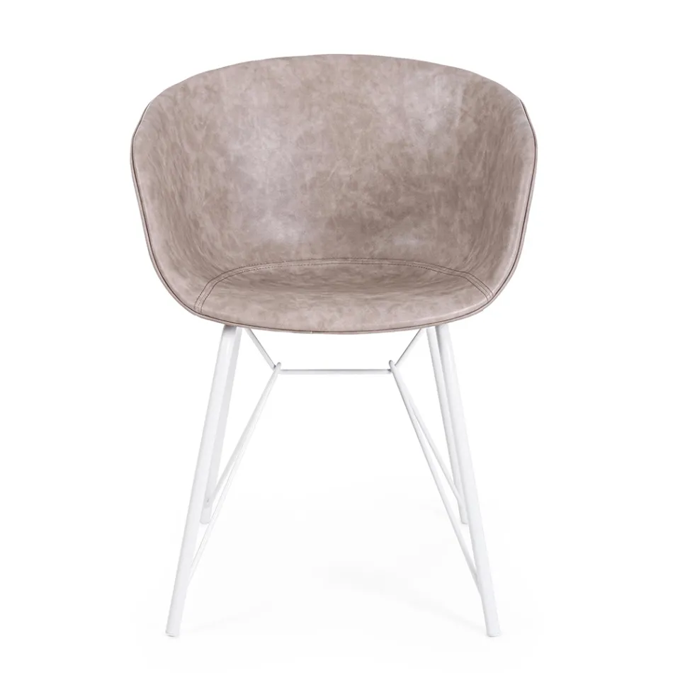Fauteuil Fauteuil en Acier Blanc ou Noir et Cuir Ecole Vintage - Gongo Viadurini