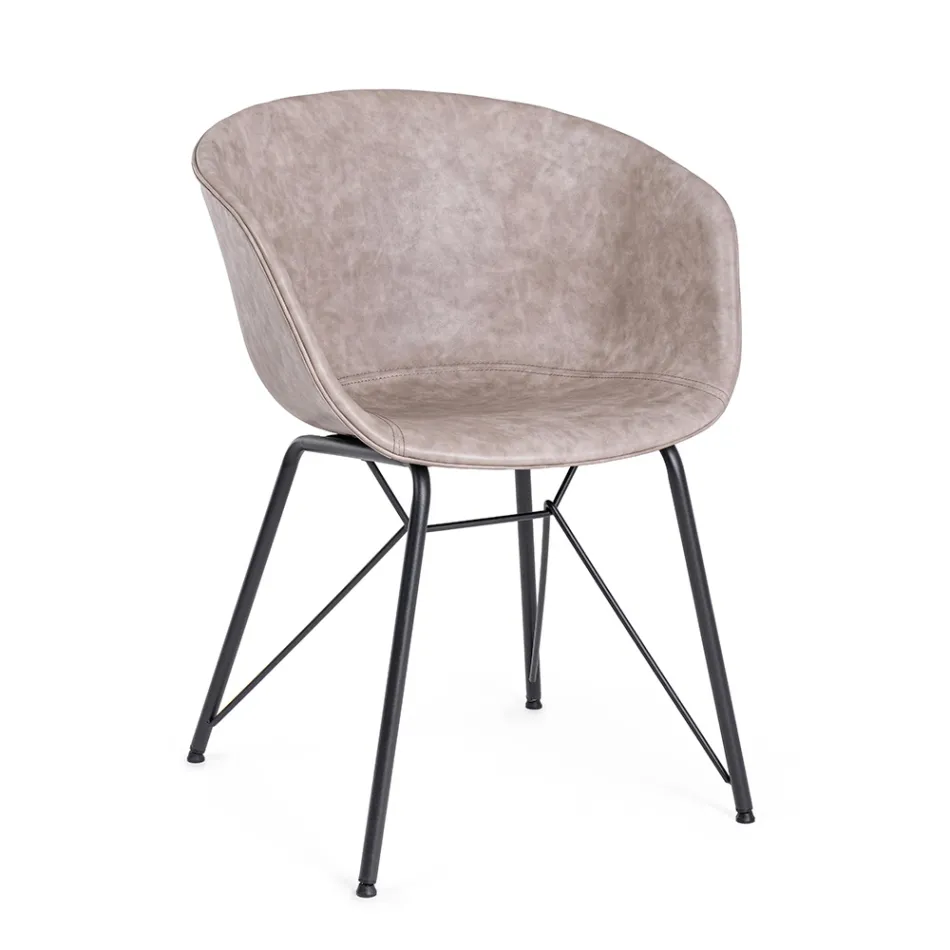 Fauteuil Fauteuil en Acier Blanc ou Noir et Cuir Ecole Vintage - Gongo Viadurini