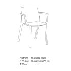 Chaise de salle à manger en polypropylène avec accoudoirs Made in Italy, 4 pièces - Guenda Viadurini