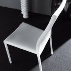 Chaise de salle à manger moderne en métal peint et siège en cuir écologique, 4 pièces - Alba Viadurini