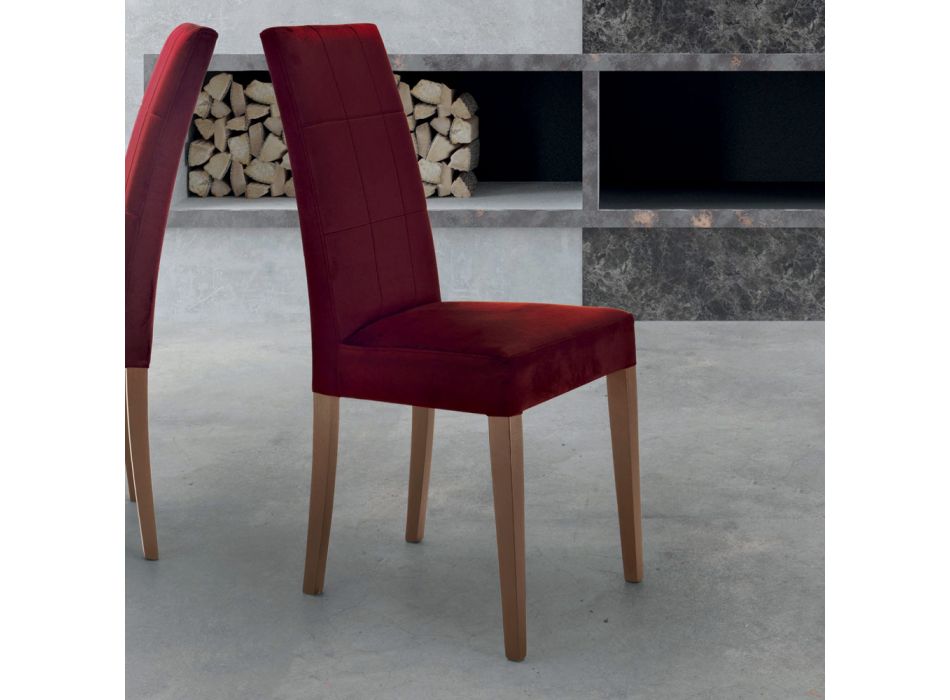Chaise rembourrée avec pieds en bois de hêtre fabriquée en Italie - Taranto Viadurini