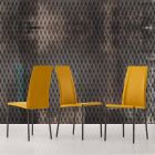 Chaise rembourrée en cuir avec structure en métal Made in Italy, 2 pièces - Zinc Viadurini