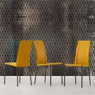 Chaise rembourrée en cuir avec structure en métal Made in Italy, 2 pièces - Zinc Viadurini