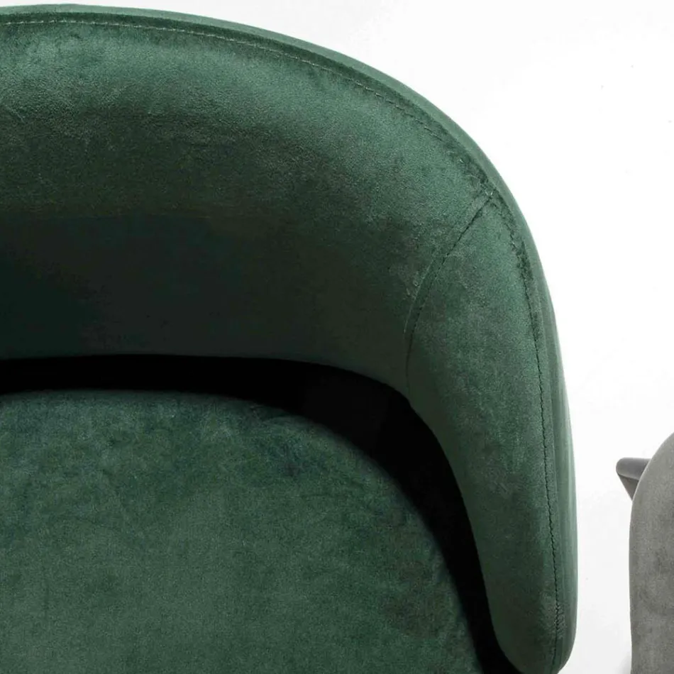 Chaise rembourrée en velours avec base en métal peint noir, 2 pièces - Havana Viadurini