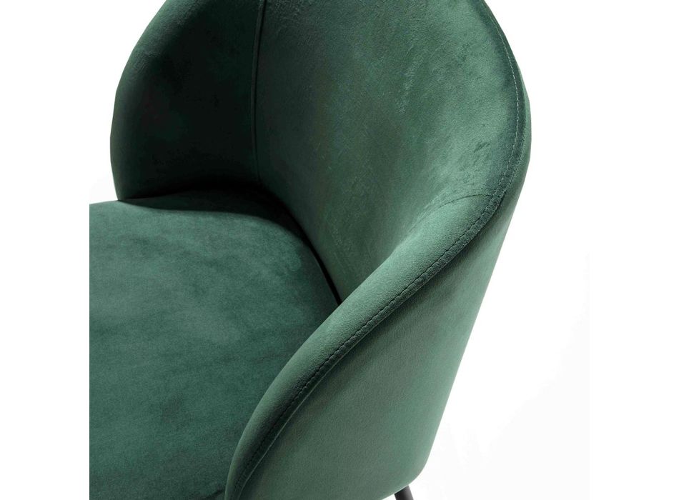 Chaise rembourrée en velours avec base en métal peint en noir, 2 pièces - Havane Viadurini