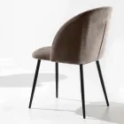 Chaise rembourrée en velours avec base en métal peint noir, 2 pièces - Havana Viadurini
