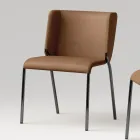 Chaise de salle à manger avec assise recouverte de cuir Made in Italy - Giulia Viadurini
