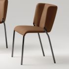 Chaise de salle à manger avec assise recouverte de cuir Made in Italy - Giulia Viadurini