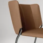 Chaise de salle à manger avec assise recouverte de cuir Made in Italy - Giulia Viadurini