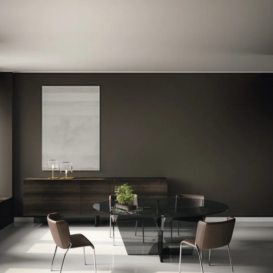 Chaise de salle à manger avec assise recouverte de cuir Made in Italy - Giulia Viadurini